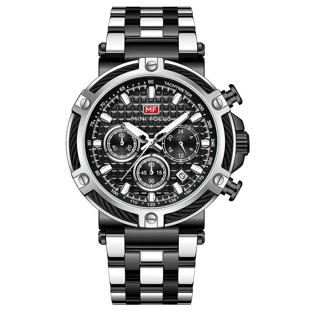 Two-Tone Black Chronograph Watch for Men