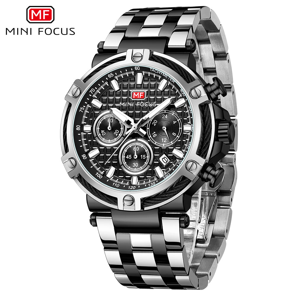 Two-Tone Black Chronograph Watch for Men