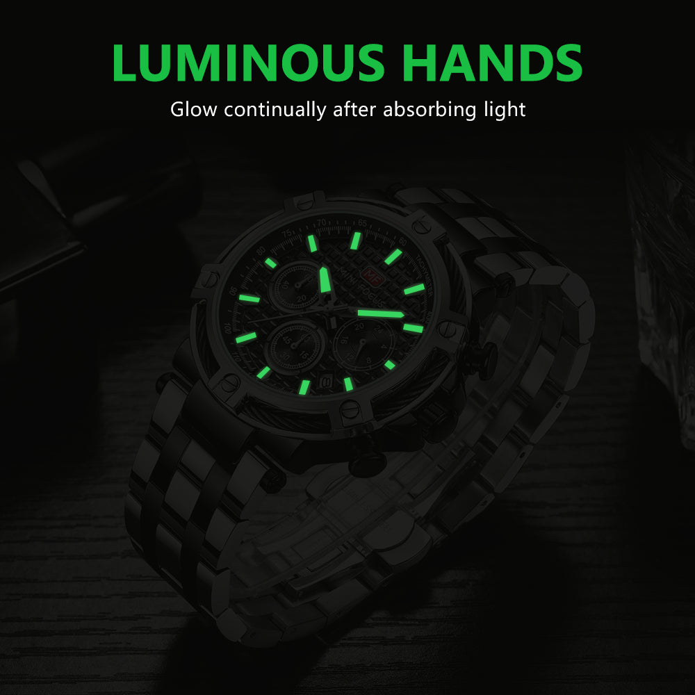 Two-Tone Black Chronograph Watch for Men