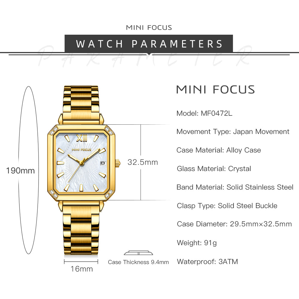 Mini Focus MF0472L.03 Luxe Gold Pearl Dial Fashion Watch for Women