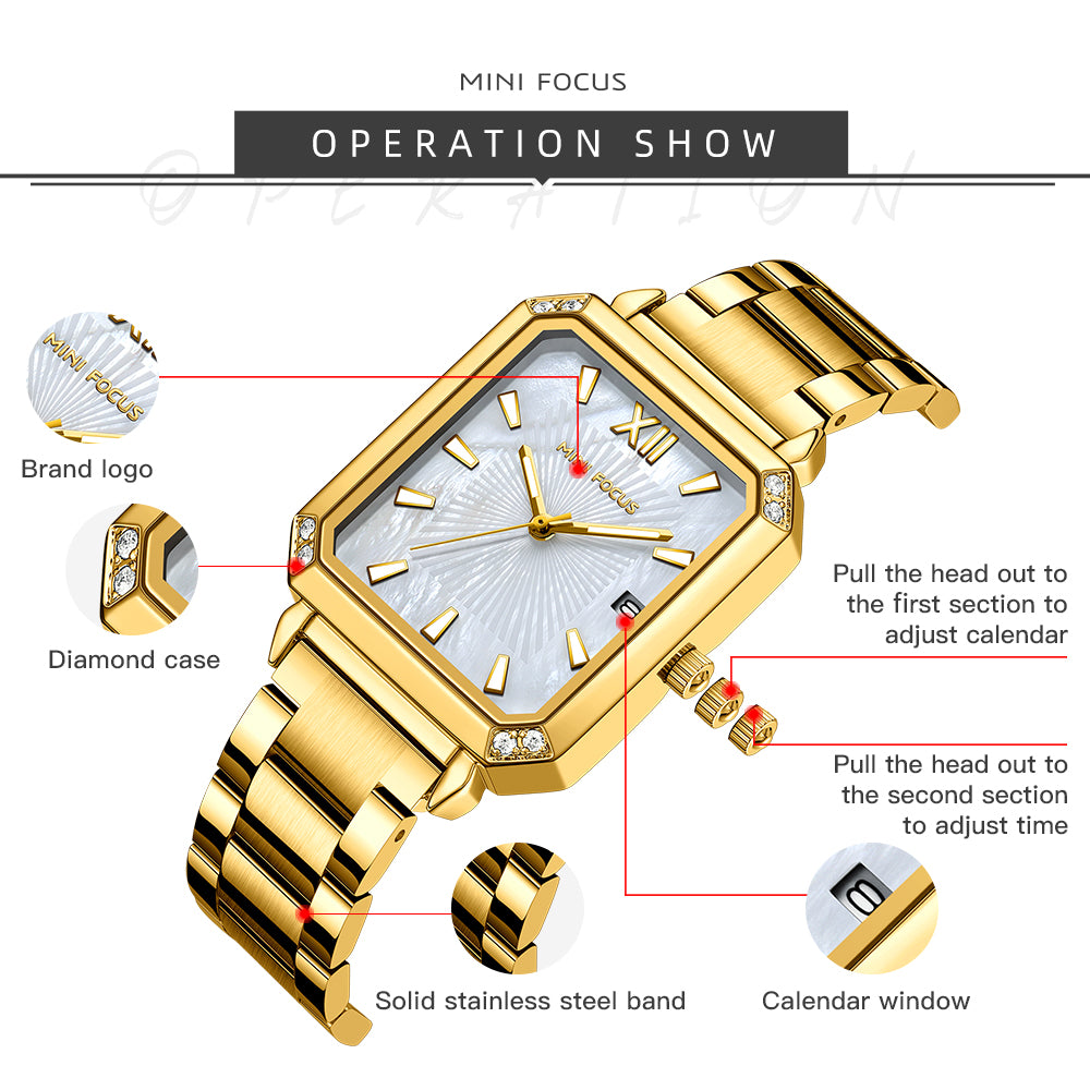 Mini Focus MF0472L.03 Luxe Gold Pearl Dial Fashion Watch for Women