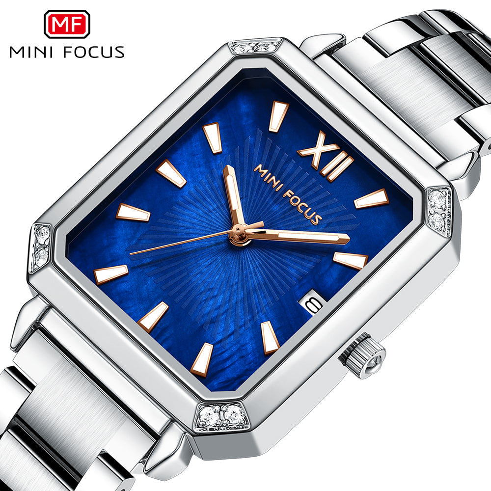 Mini Focus MF0472L.05 Silver Royale Blue Dial Women’s Fashion Watch 💙✨