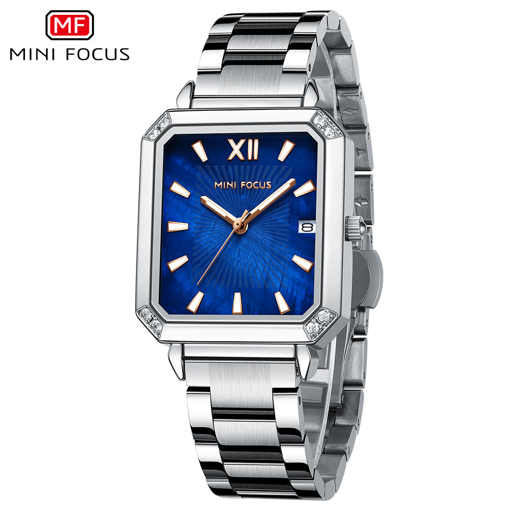 Mini Focus MF0472L.05 Silver Royale Blue Dial Women’s Fashion Watch 💙✨