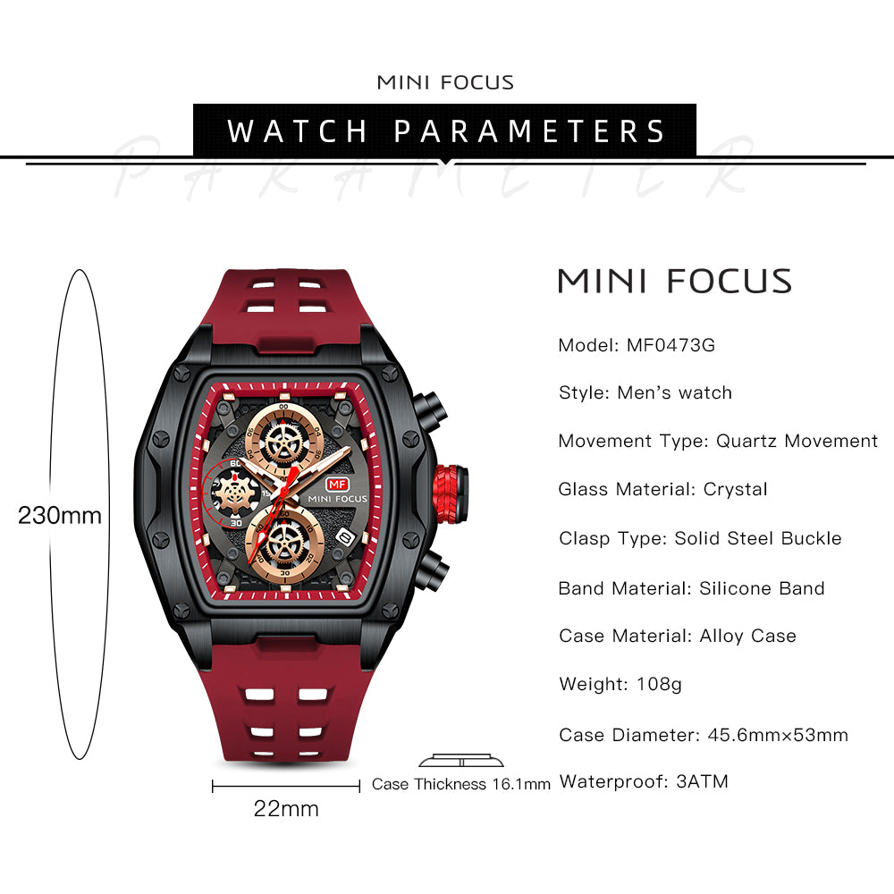 Mini Focus MF0473G.04 TurboSport Chronograph – Crimson Velocity Edition