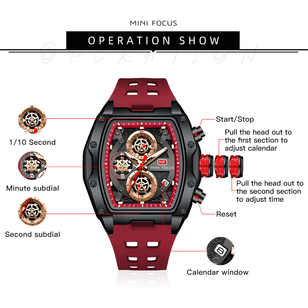 Mini Focus MF0473G.04 TurboSport Chronograph – Crimson Velocity Edition