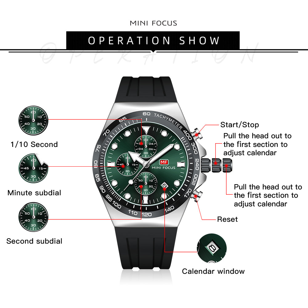 Mini Focus MF0488G.03 Elite Chronograph – Green Phantom Edition