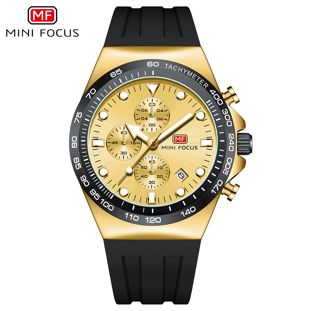 Mini Focus MF0488G.04 Tachymeter Chronograph – Black Gold Racer Edition