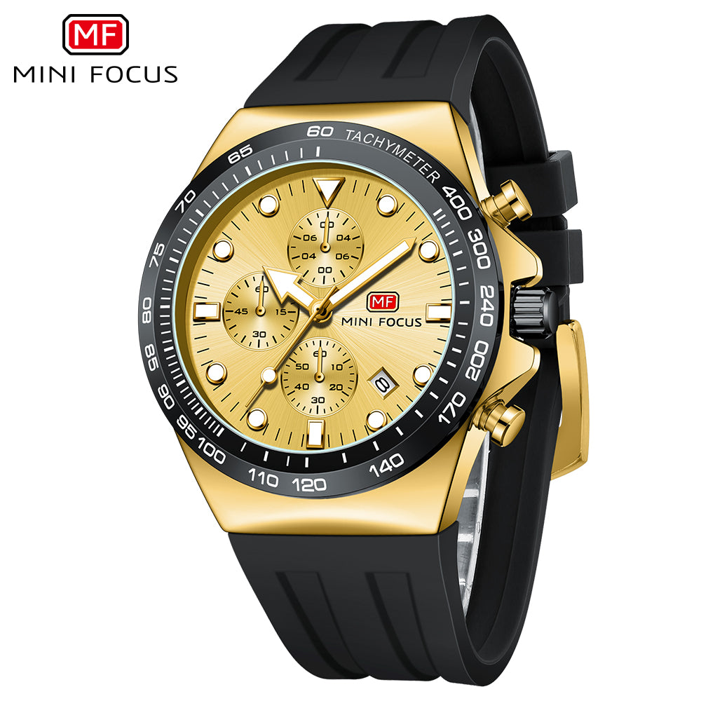 Mini Focus MF0488G.04 Tachymeter Chronograph – Black Gold Racer Edition