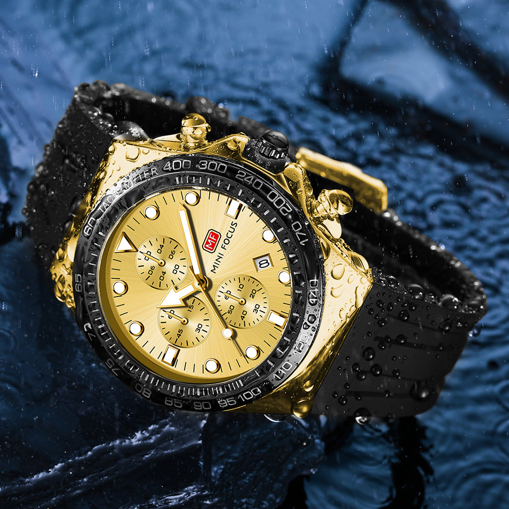 Mini Focus MF0488G.04 Tachymeter Chronograph – Black Gold Racer Edition