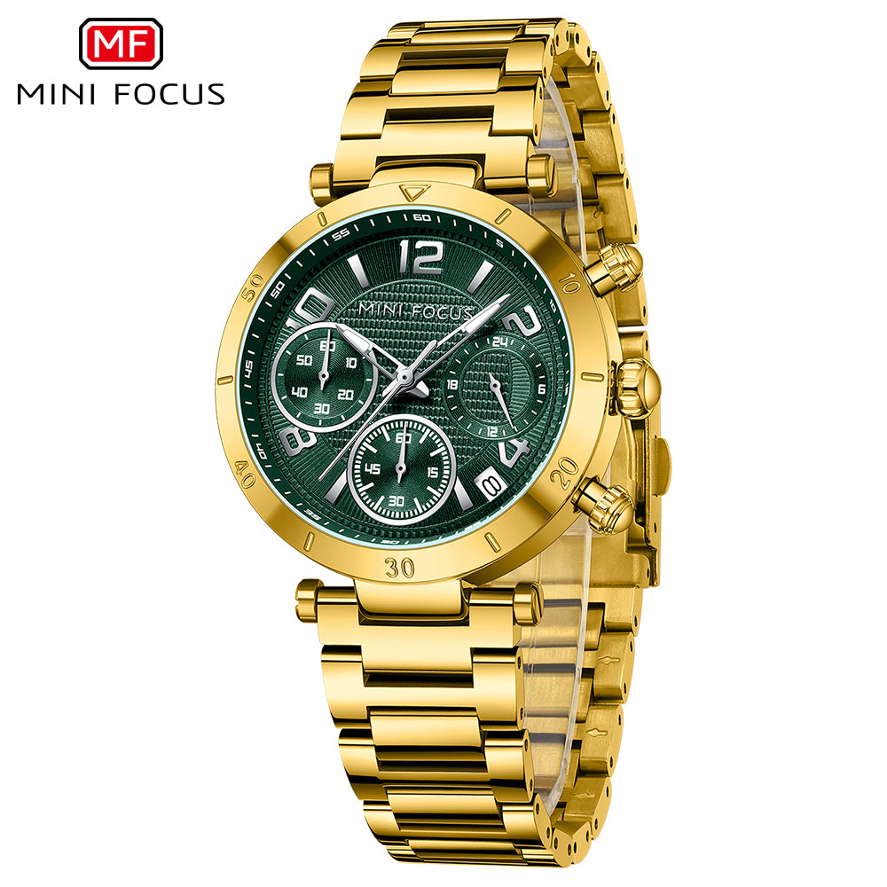 Mini Focus MF0489L.06 Rose Gold Watch with Black Chronograph Dial for Ladies