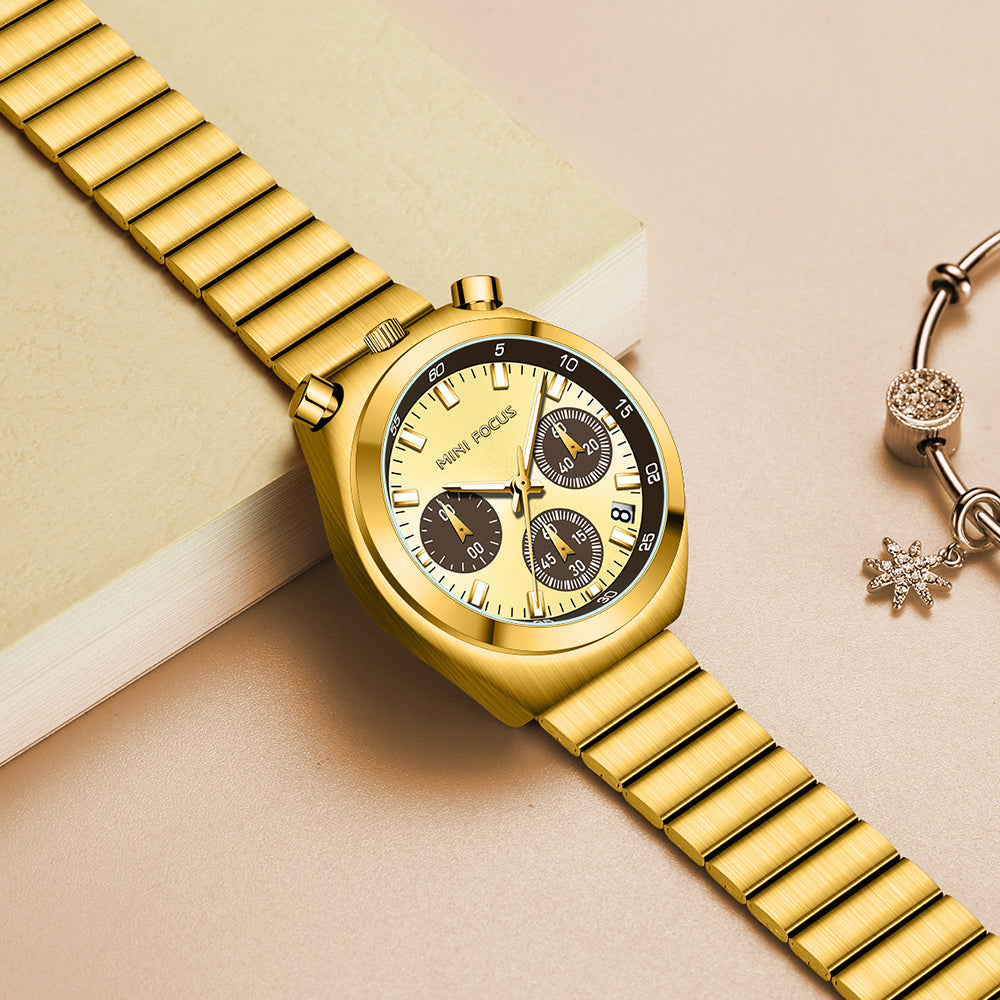 MF0491L Golden Chronograph Watch for Women