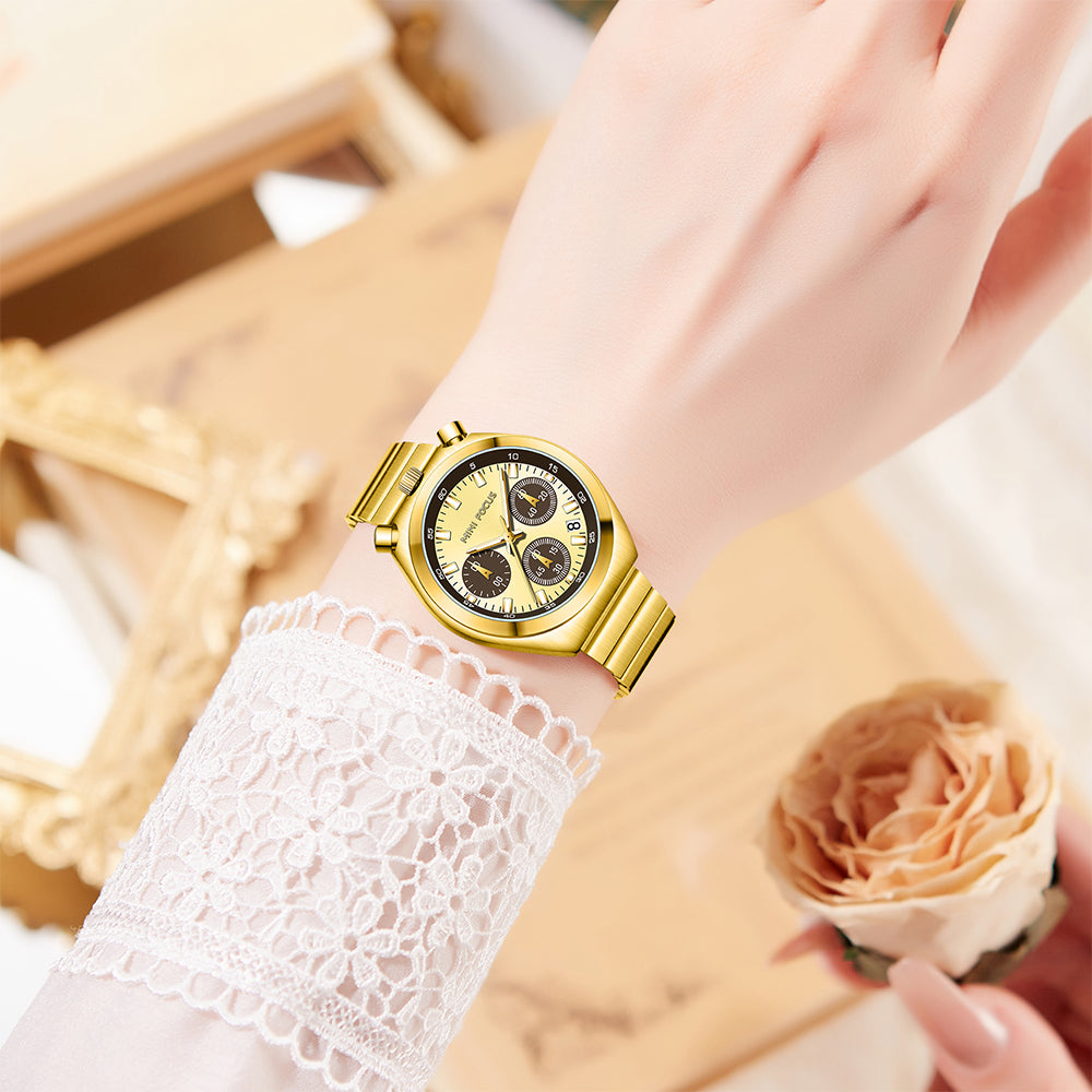 MF0491L Golden Chronograph Watch for Women