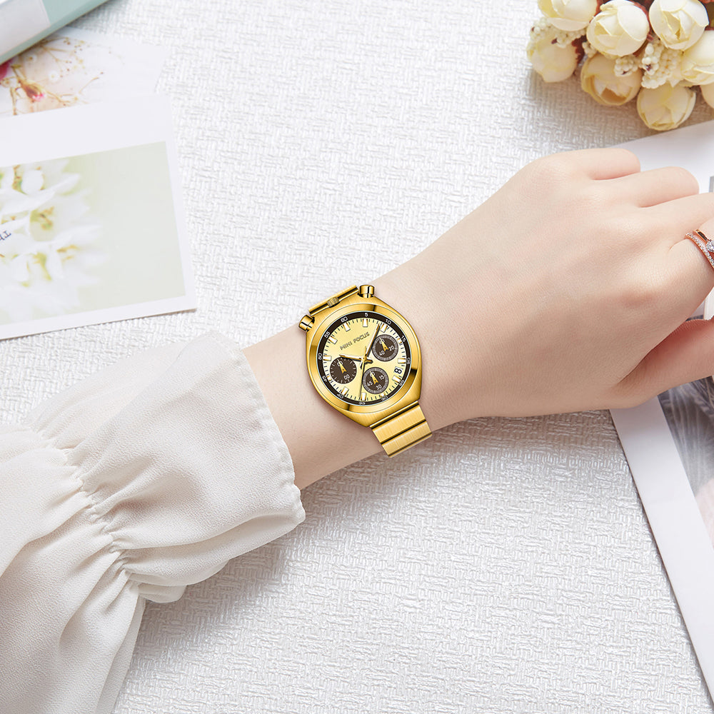 MF0491L Golden Chronograph Watch for Women