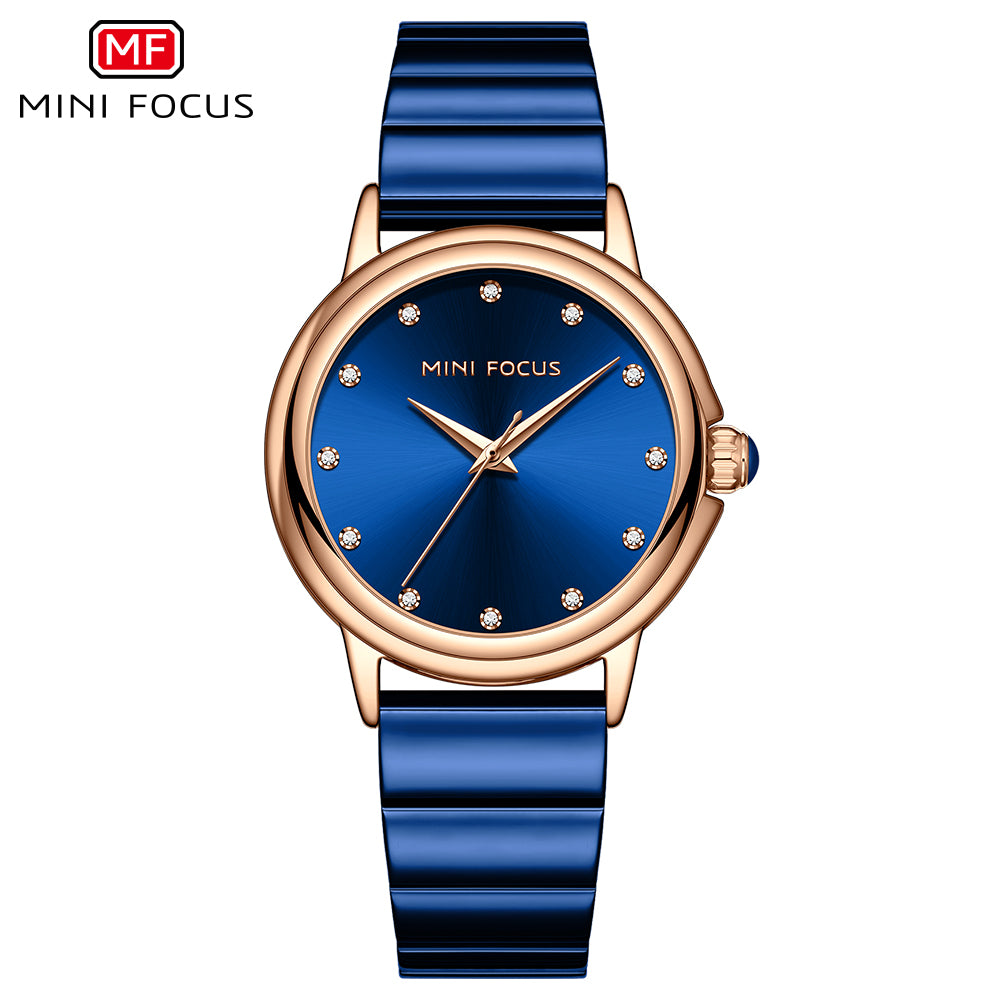 Mini Focus MF0493L.04 Blue Watch with Diamond Studded Blue Dial for women