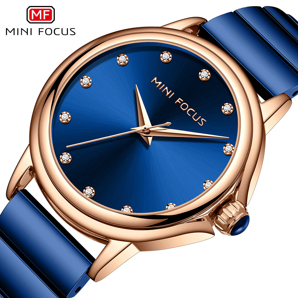 Mini Focus MF0493L.04 Blue Watch with Diamond Studded Blue Dial for women