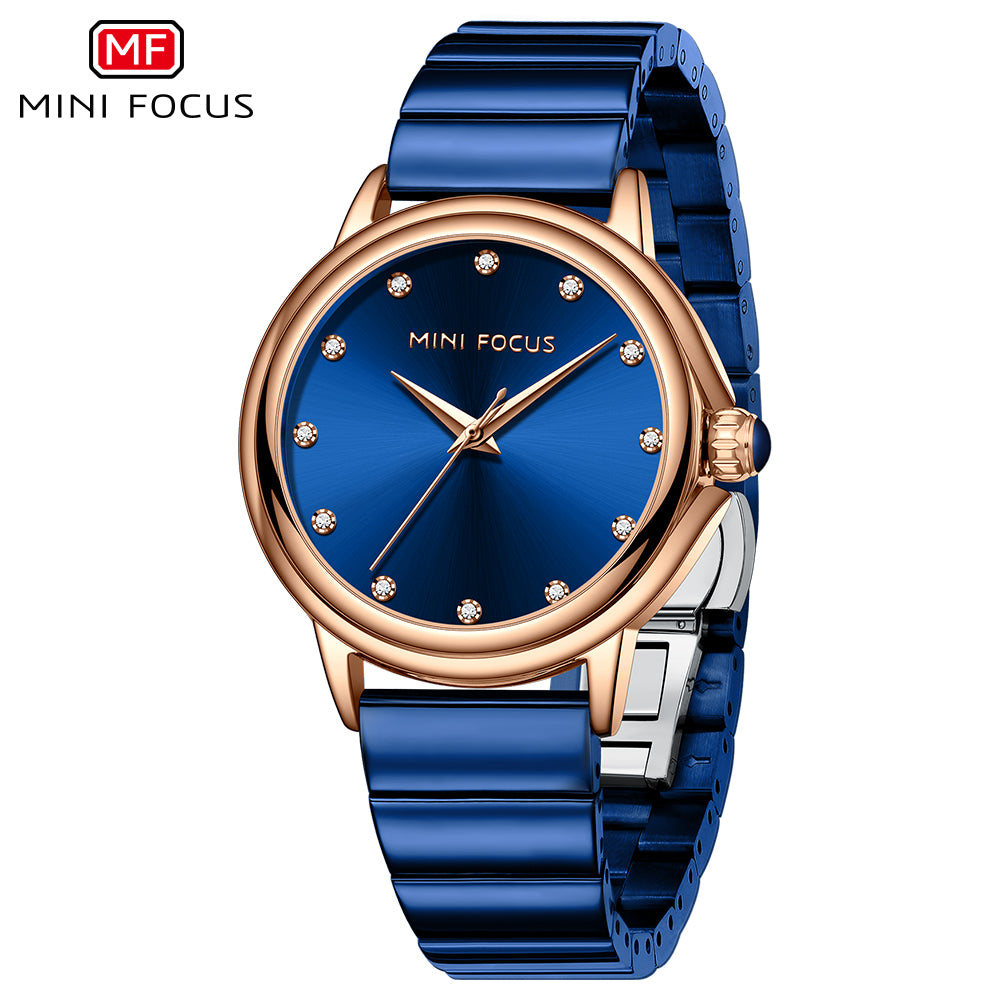 Mini Focus MF0493L.04 Blue Watch with Diamond Studded Blue Dial for women