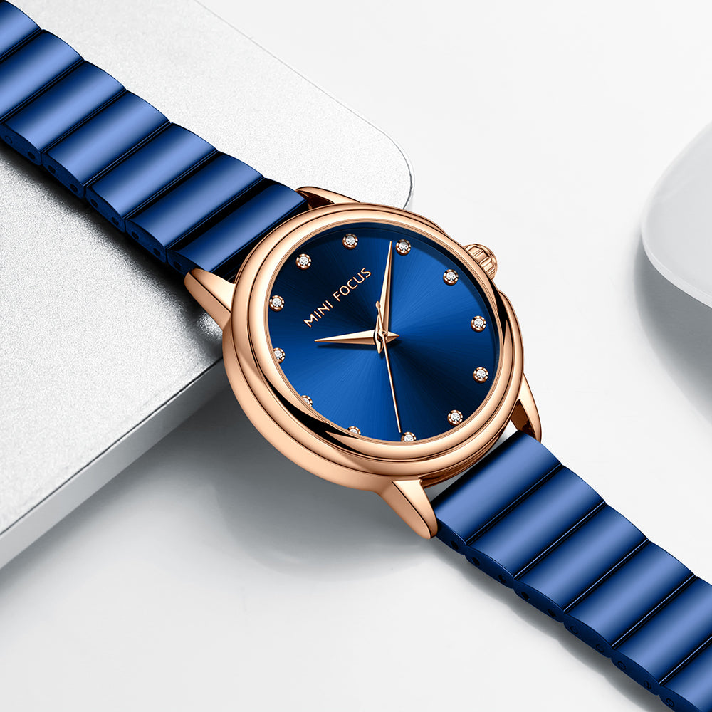 Mini Focus MF0493L.04 Blue Watch with Diamond Studded Blue Dial for women