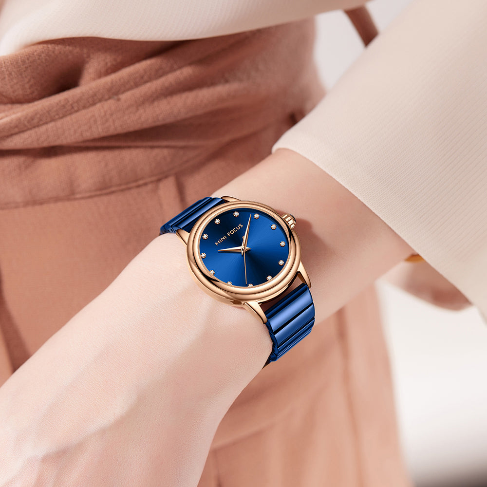 Mini Focus MF0493L.04 Blue Watch with Diamond Studded Blue Dial for women