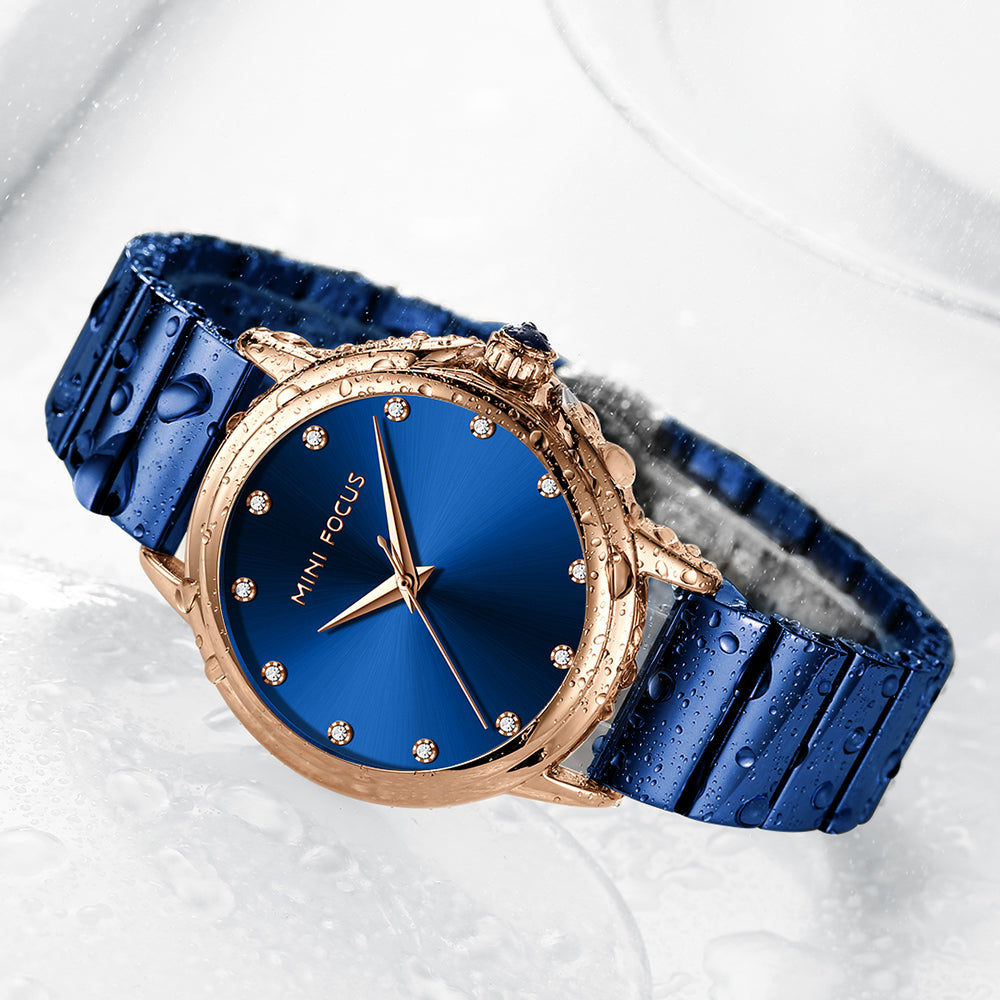 Mini Focus MF0493L.04 Blue Watch with Diamond Studded Blue Dial for women