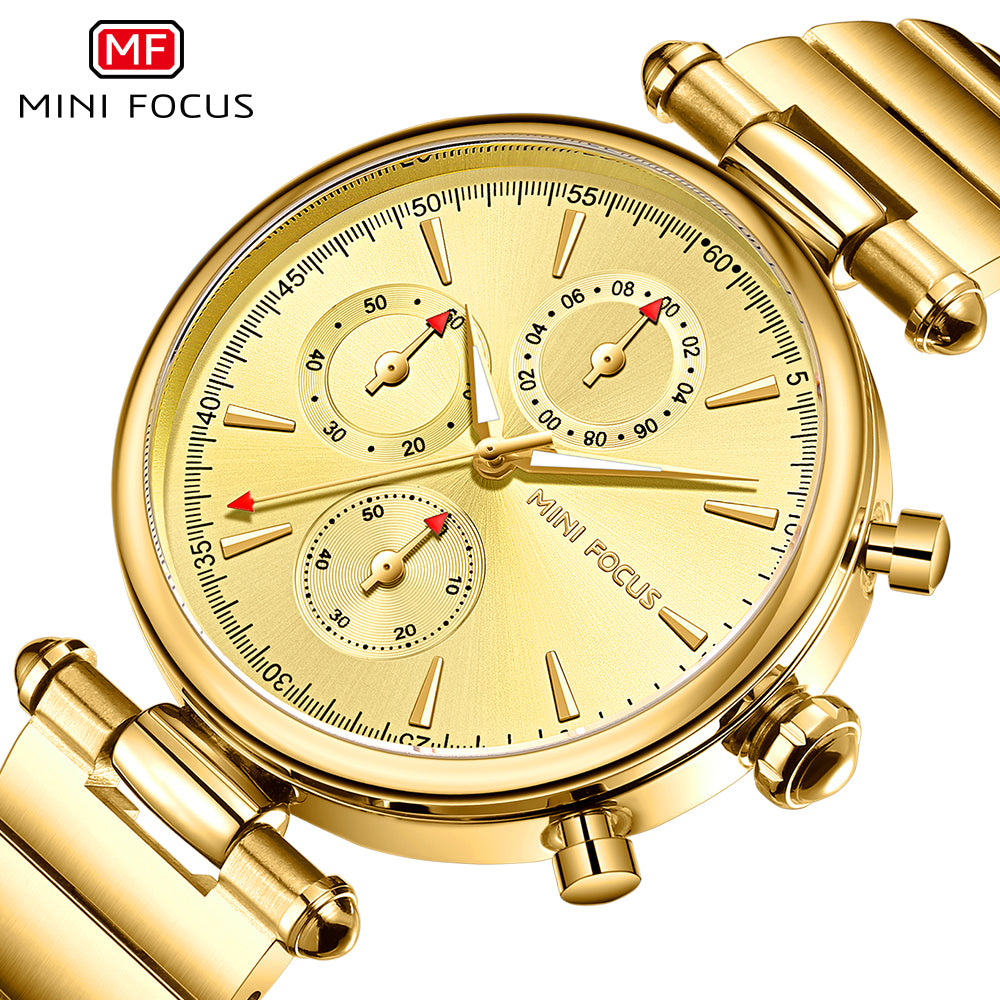 Mini Focus MF0494L.04 Golden Majesty Chrono – Sophisticated Luxury Timepiece