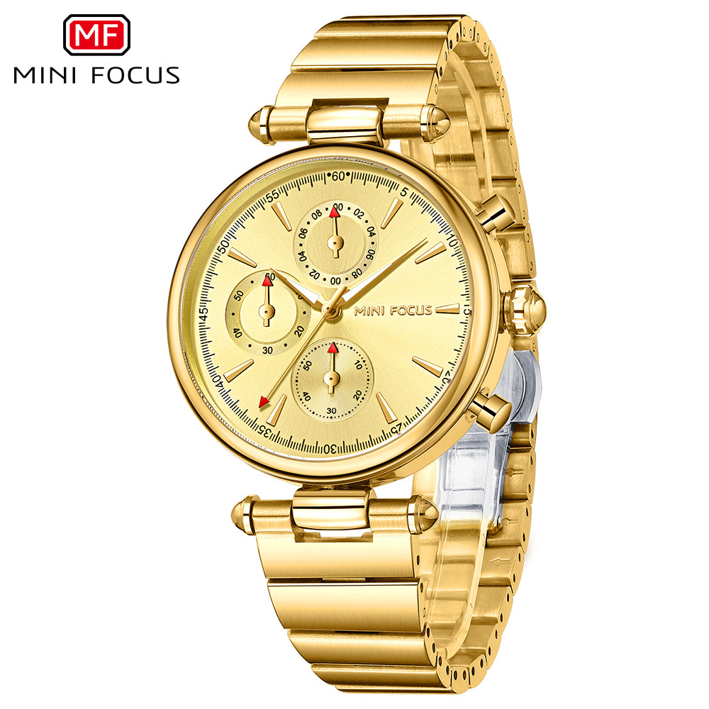 Mini Focus MF0494L.04 Golden Majesty Chrono – Sophisticated Luxury Timepiece