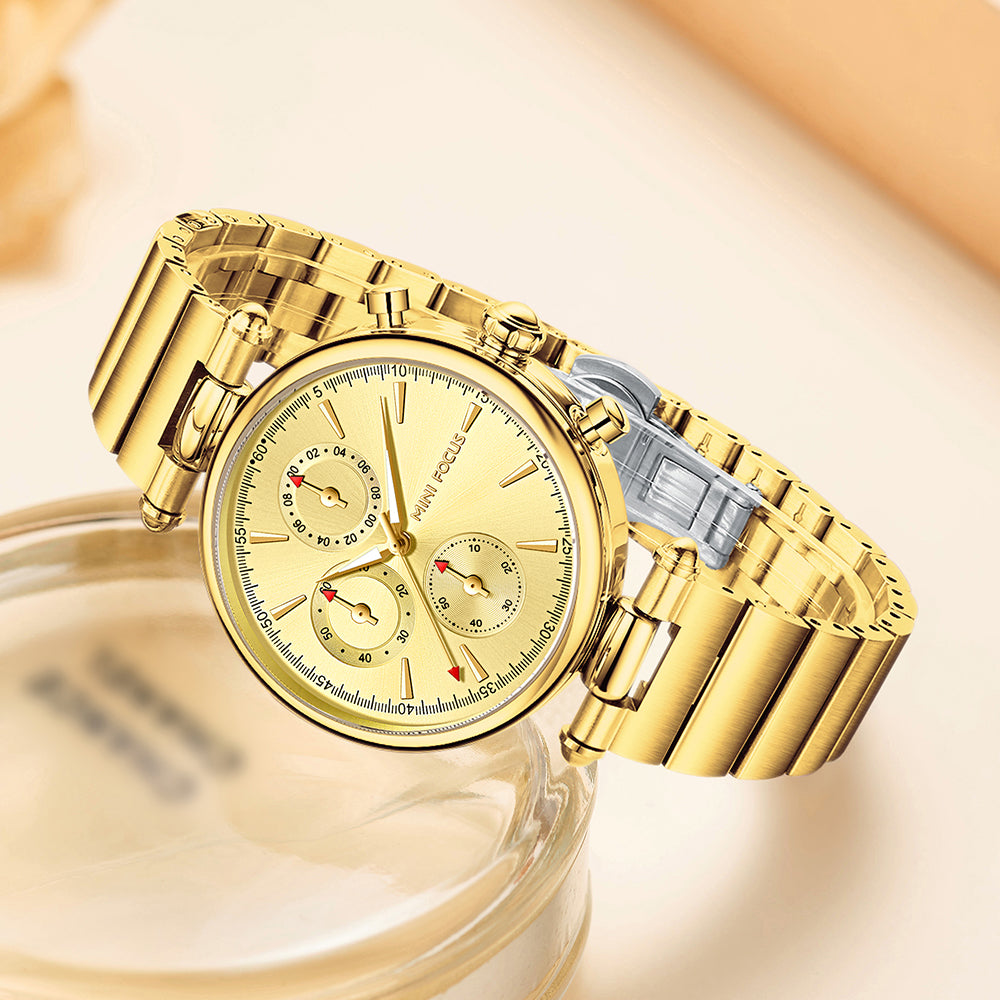 Mini Focus MF0494L.04 Golden Majesty Chrono – Sophisticated Luxury Timepiece