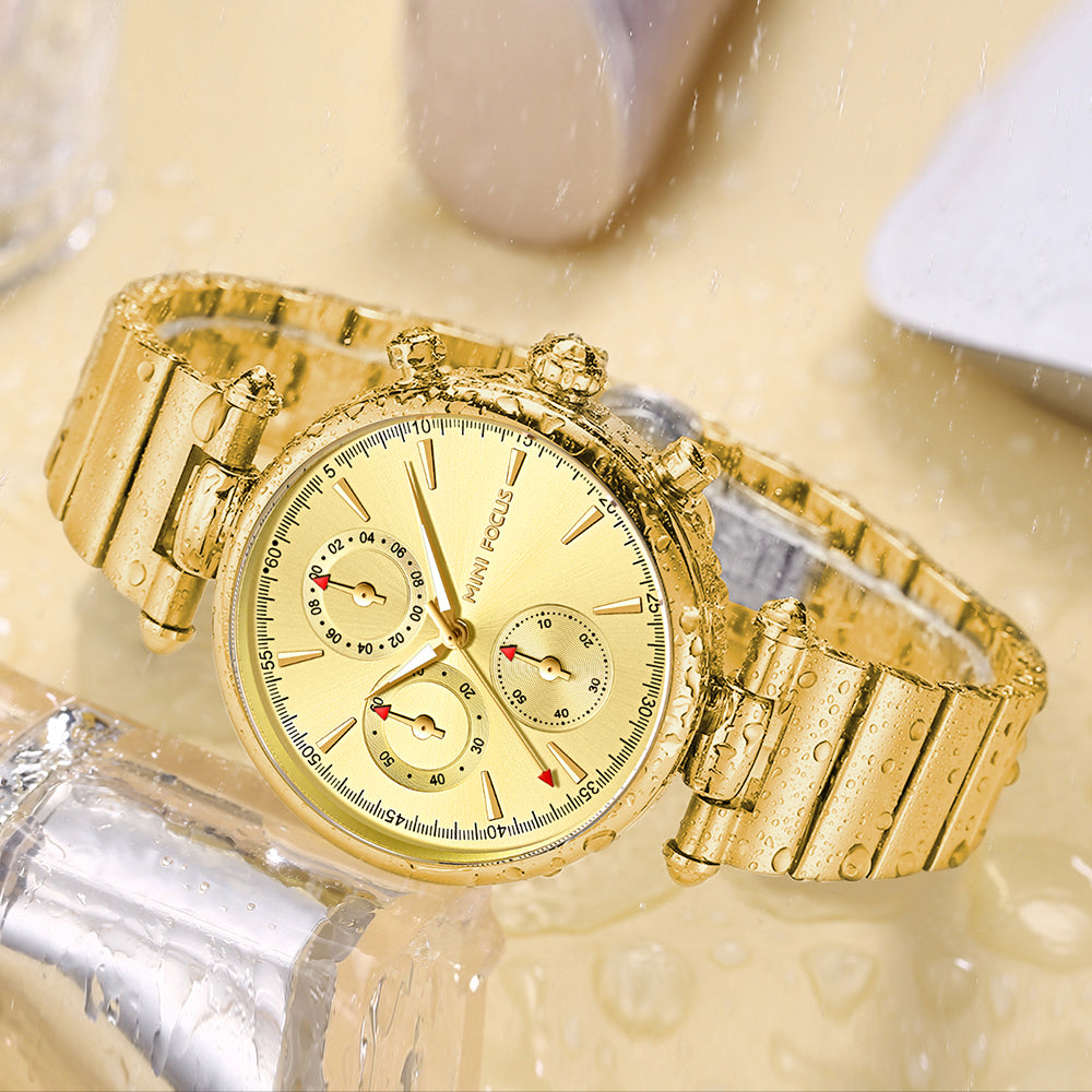 Mini Focus MF0494L.04 Golden Majesty Chrono – Sophisticated Luxury Timepiece