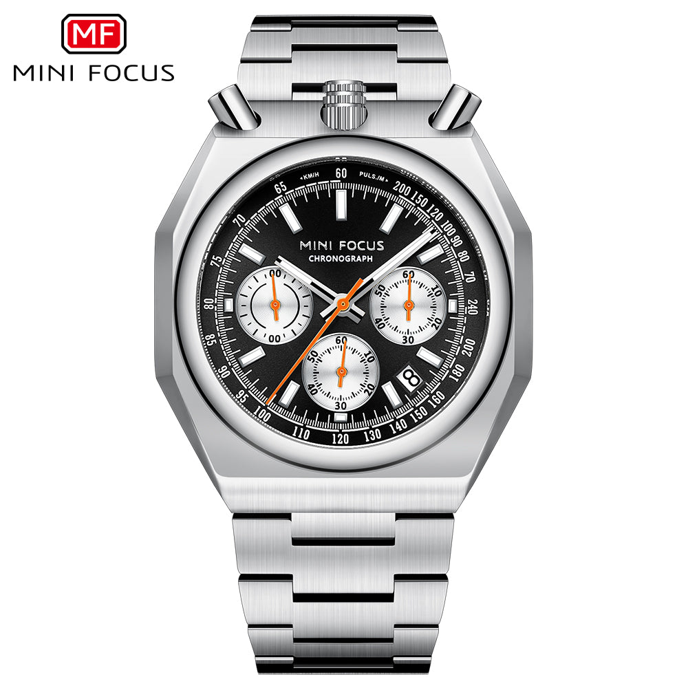 Mini Focus MF0601G.03 Retro Racing Panda – Steel Case with Triple Sub-Dial Design