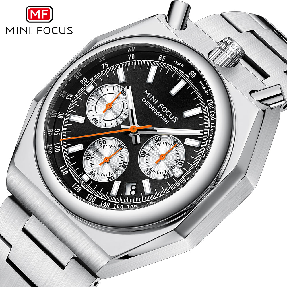 Mini Focus MF0601G.03 Retro Racing Panda – Steel Case with Triple Sub-Dial Design