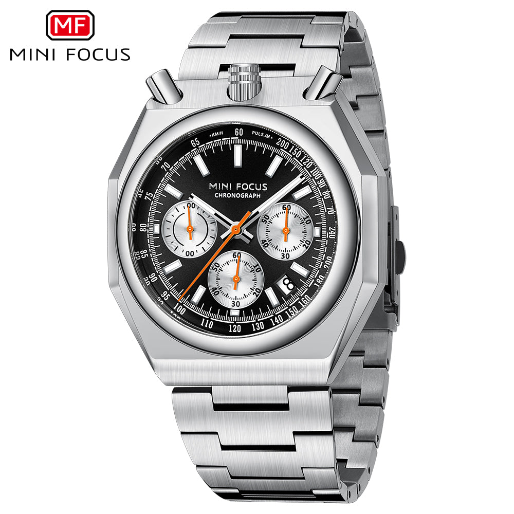 Mini Focus MF0601G.03 Retro Racing Panda – Steel Case with Triple Sub-Dial Design
