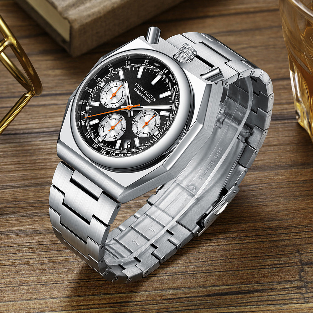 Mini Focus MF0601G.03 Retro Racing Panda – Steel Case with Triple Sub-Dial Design