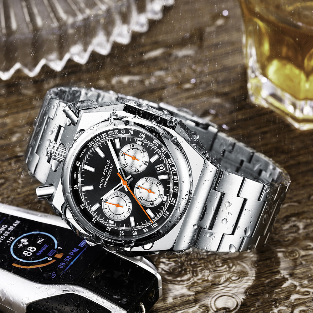 Mini Focus MF0601G.03 Retro Racing Panda – Steel Case with Triple Sub-Dial Design