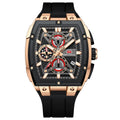 Mini Focus MF0602G.01 Men's Rose Gold & Black Chronograph Silicone Strap Watch