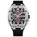 Silver & Black Silicone Strap Chronograph Watch for Men