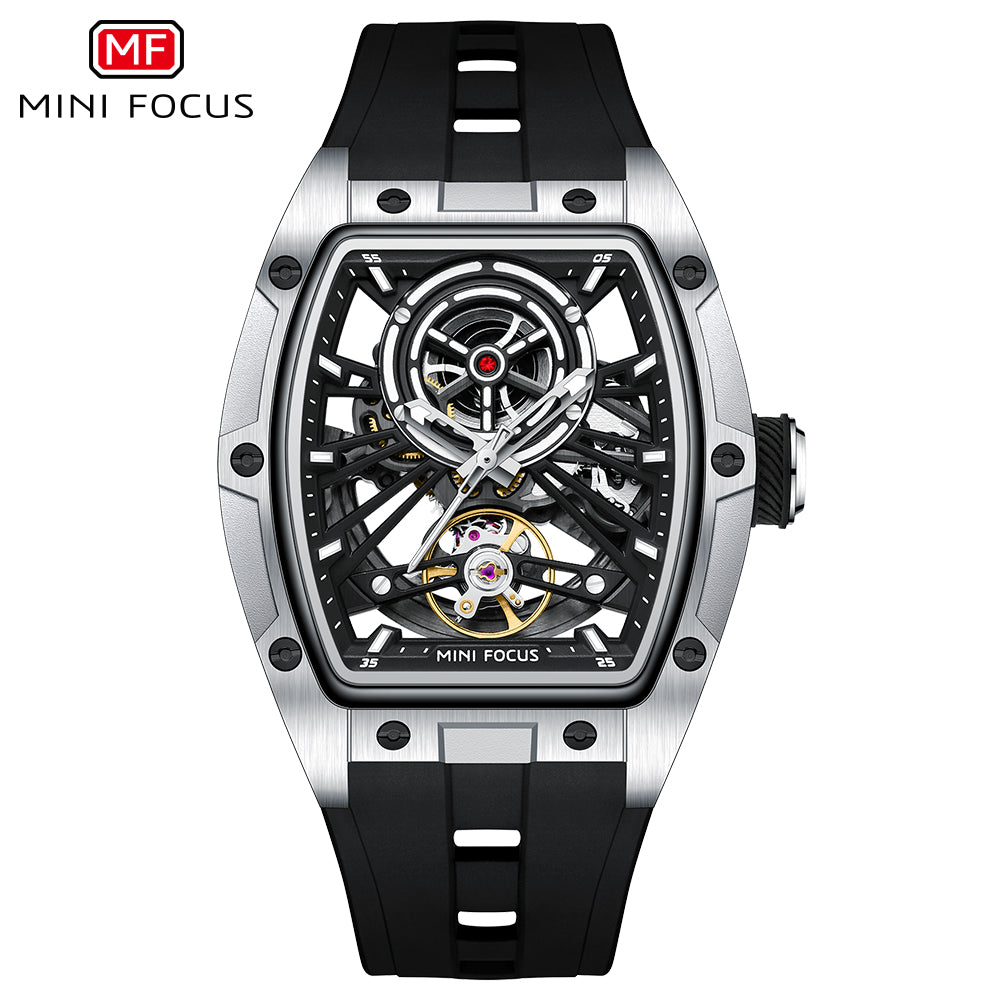 Silver Skeleton Dial Automatic Watch for Men