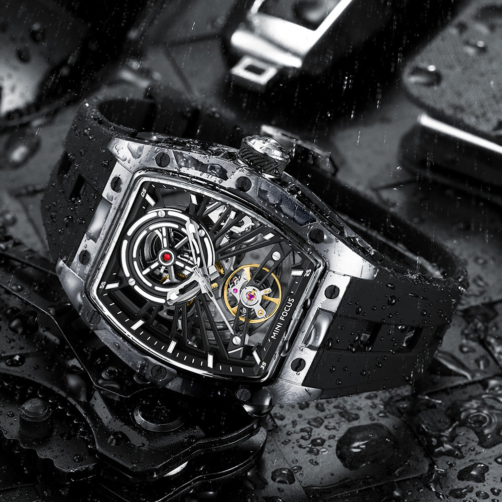 Silver Skeleton Dial Automatic Watch for Men