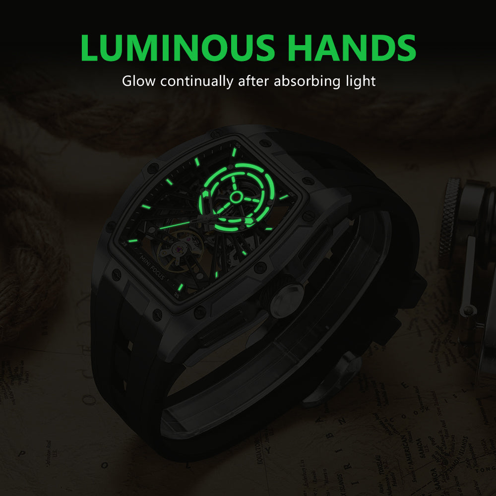 Silver Skeleton Dial Automatic Watch for Men