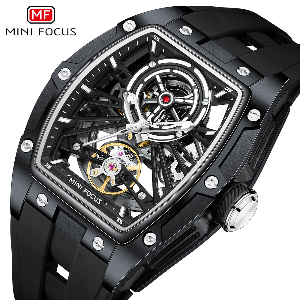 Black Skeleton Dial Automatic Watch for Men
