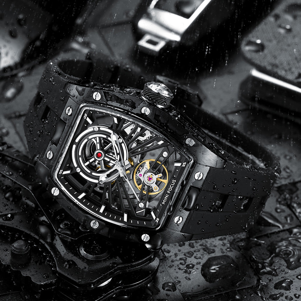 Black Skeleton Dial Automatic Watch for Men