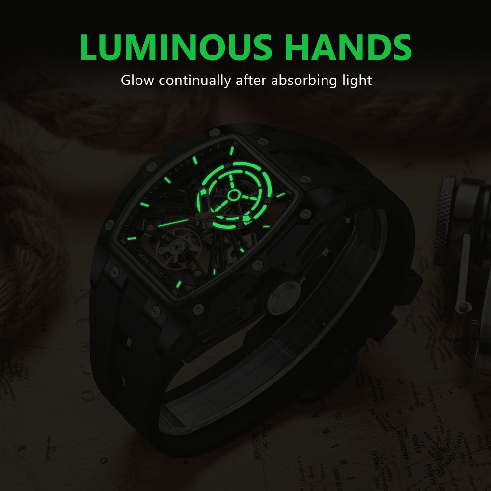 Black Skeleton Dial Automatic Watch for Men