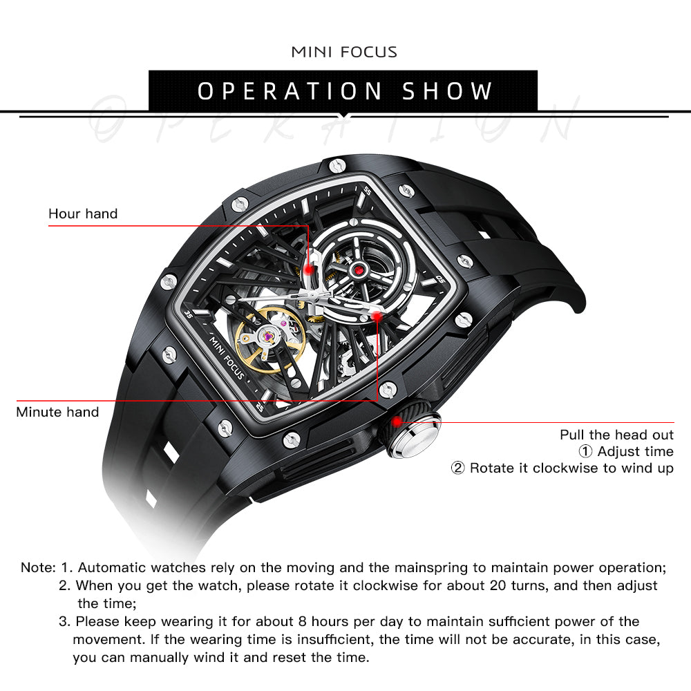 Black Skeleton Dial Automatic Watch for Men