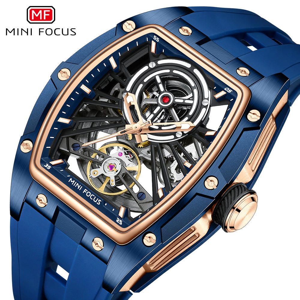 Blue Skeleton Dial Automatic Watch for Men