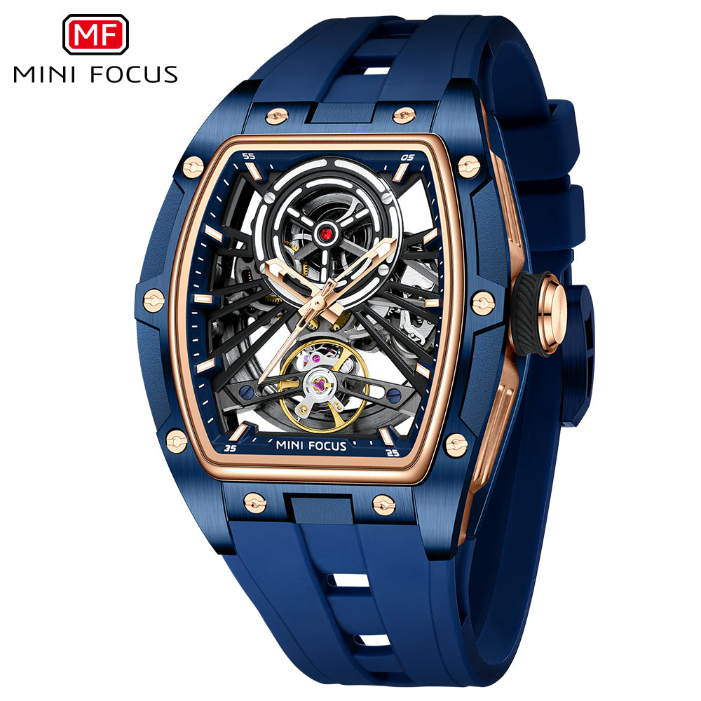Blue Skeleton Dial Automatic Watch for Men
