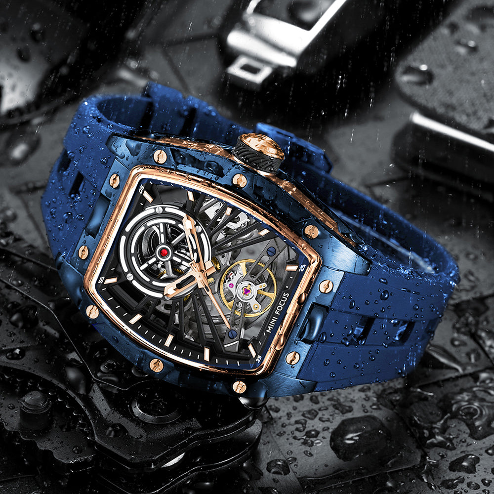 Blue Skeleton Dial Automatic Watch for Men