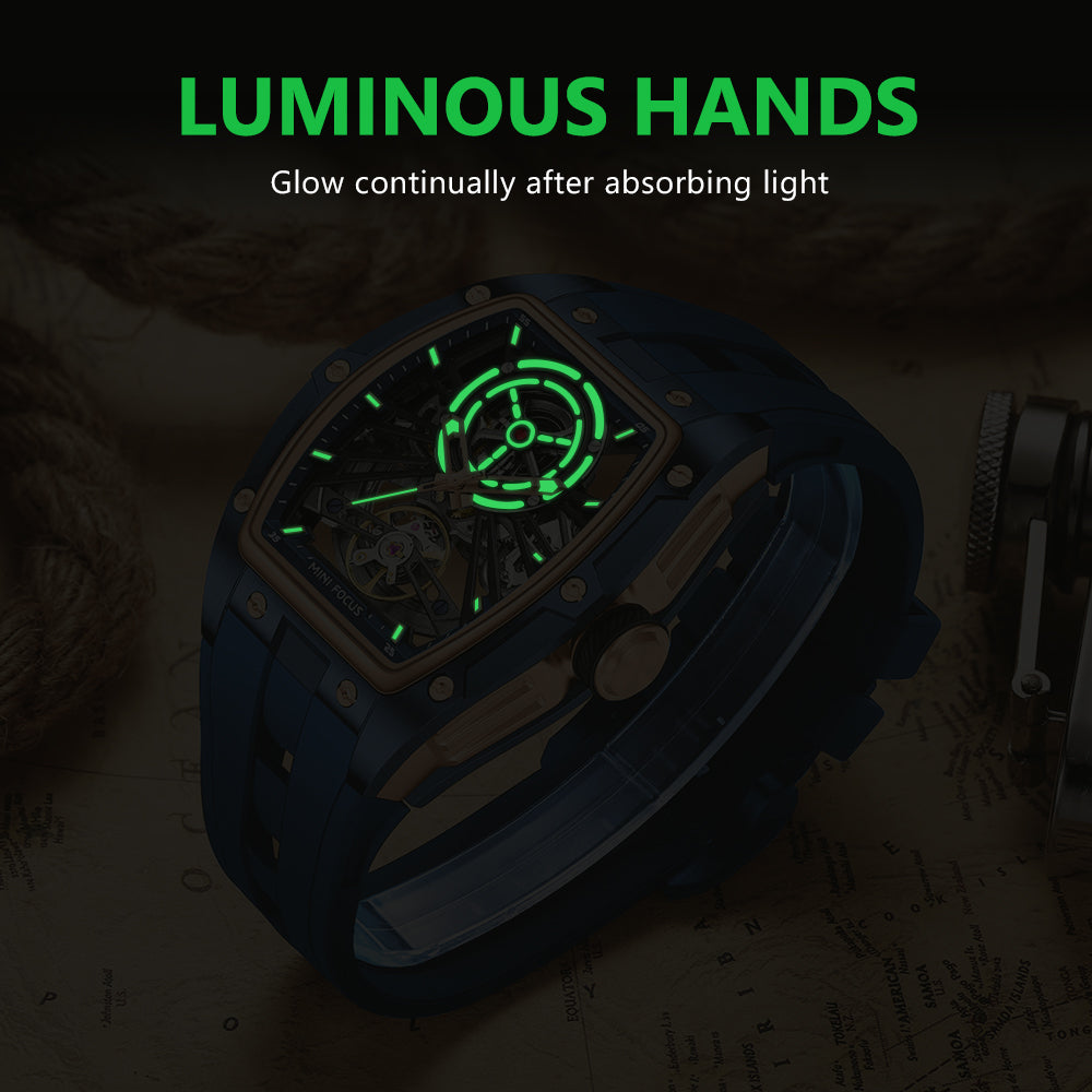 Blue Skeleton Dial Automatic Watch for Men