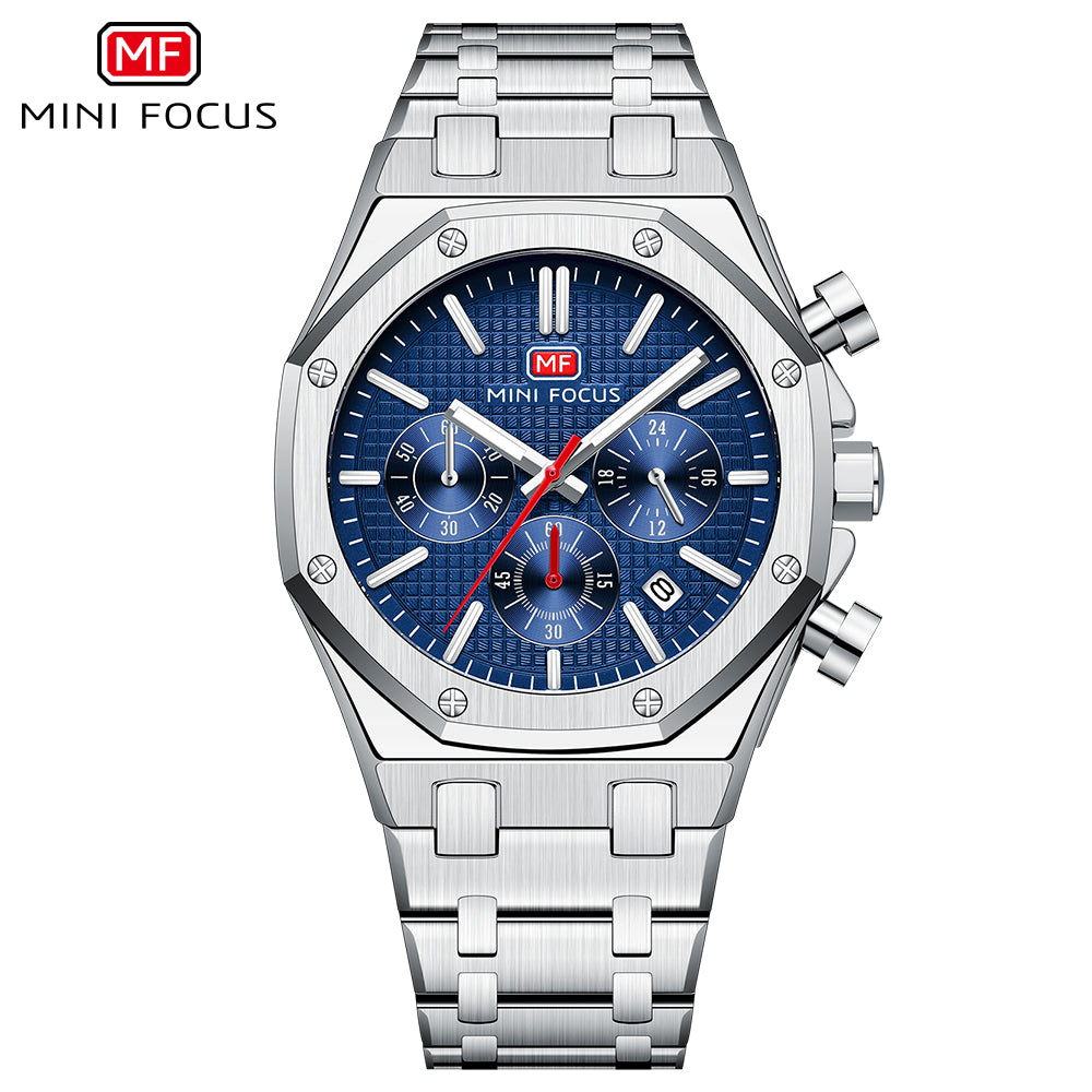 Mini Focus MF0609G.02 Men's Blue Dial Stainless Steel Luxury Chronograph Watch