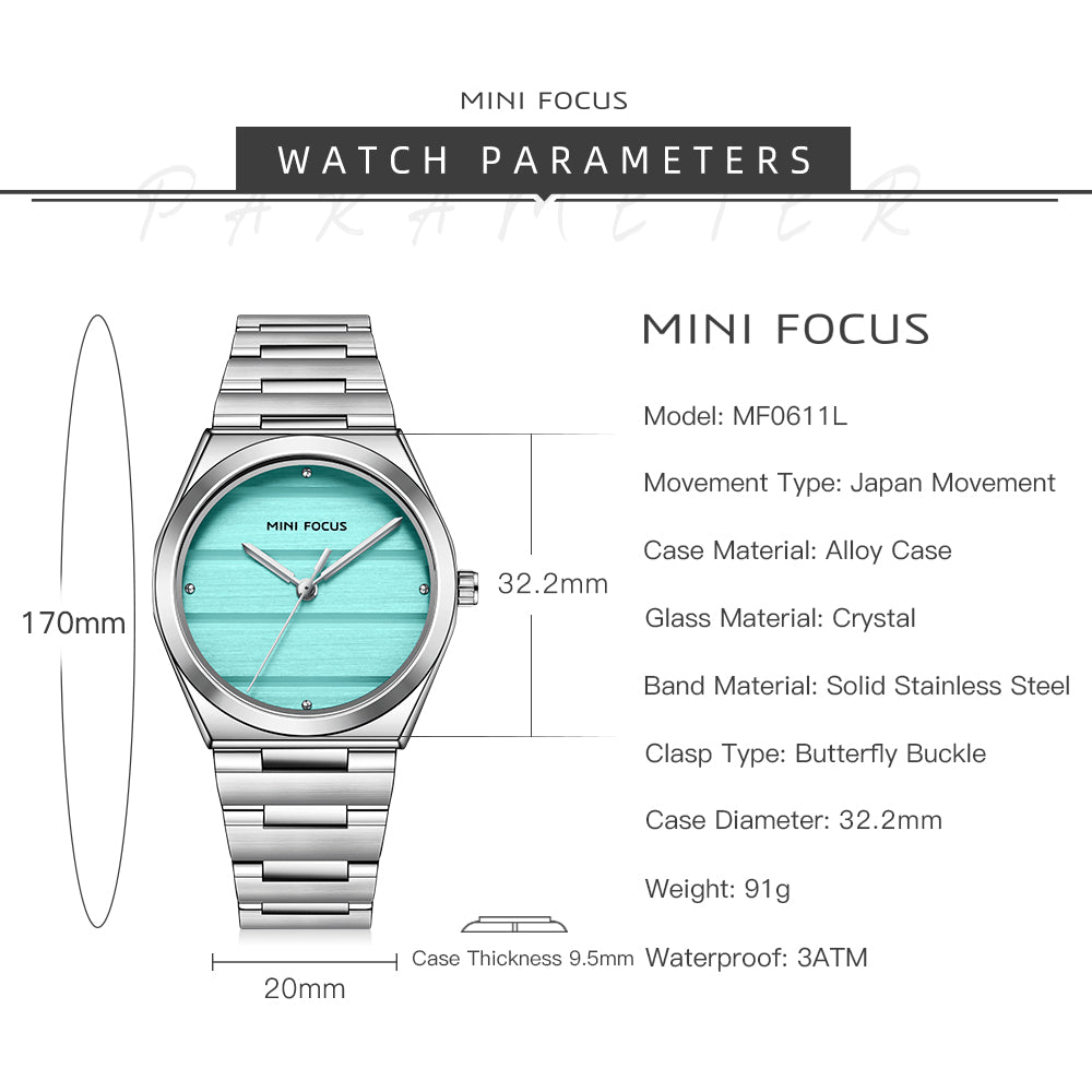 Mini Focus MF0611L.02 – Turquoise Luxe Steel Timepiece