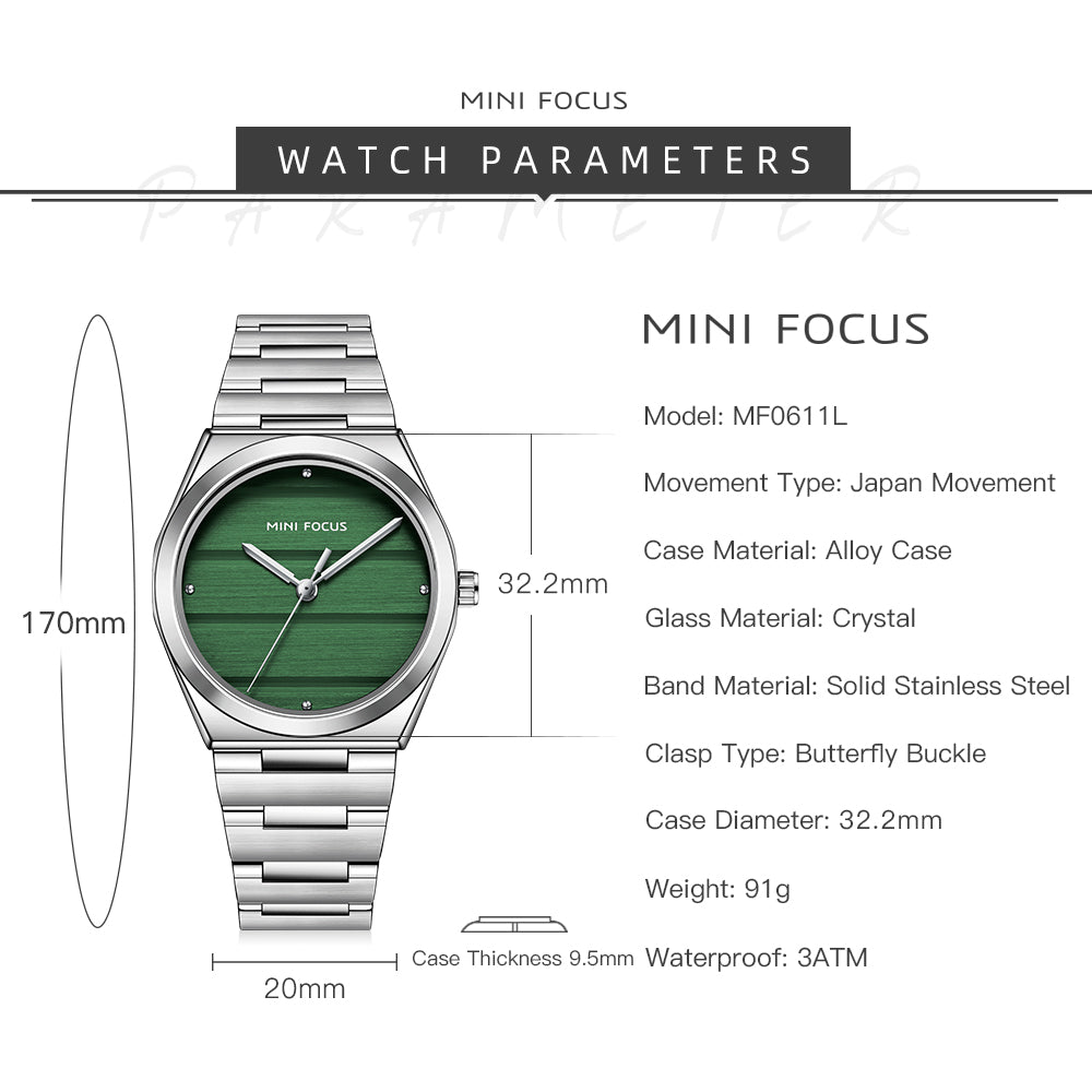 Mini Focus MF0611L.03 – Emerald Radiance Luxury Watch