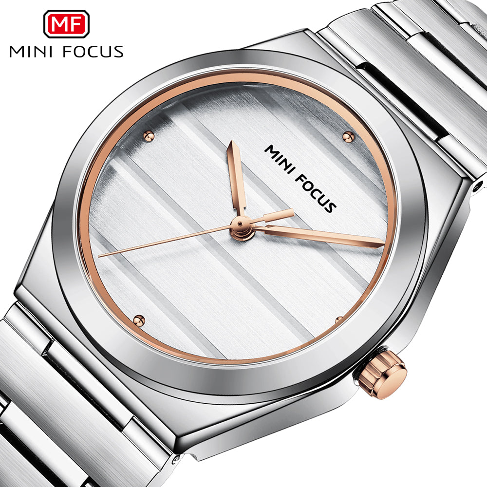 Silver Rose Gold Round Dial Watch - MF0611L.04