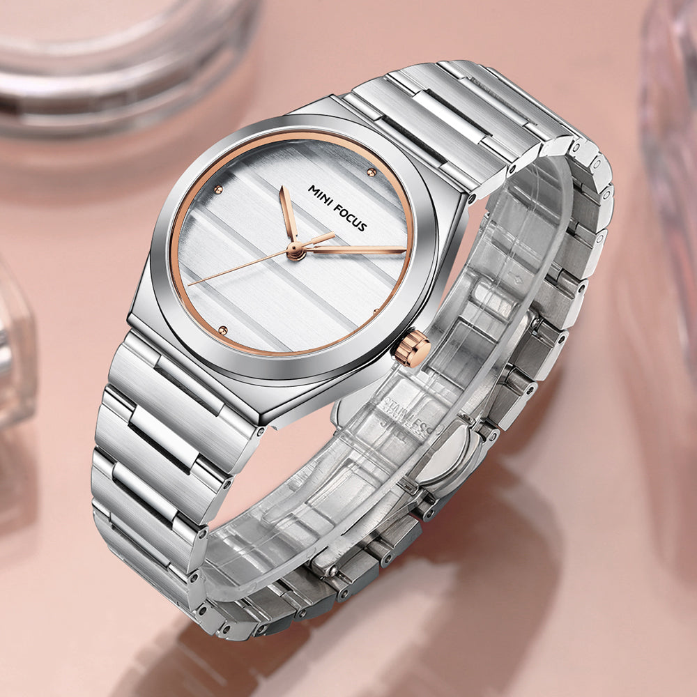 Silver Rose Gold Round Dial Watch - MF0611L.04